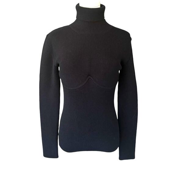 Balenciaga Ribbed‎ Underwire Turtleneck Sweater Black Size FR 38 - Picture 1 of 7